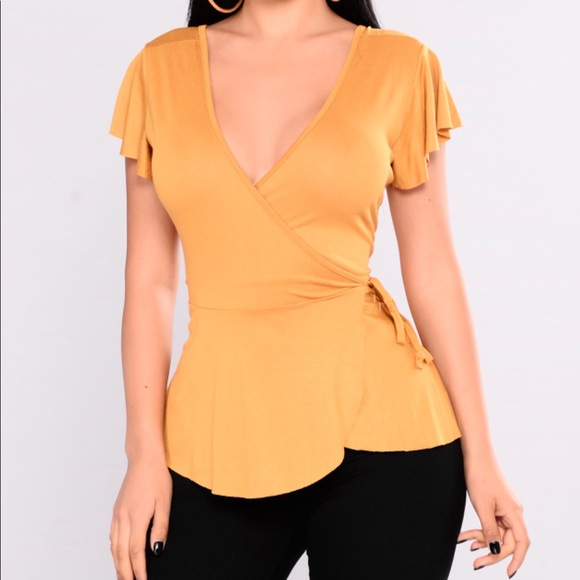 mustard yellow peplum top